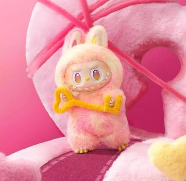 La-bubu 3rd Gen Action Figure Toy Monster Bunny Plush Keychain, Soft Furry Doll Toy, Rainbow Eyes, Creepy Smile, Bag Charm