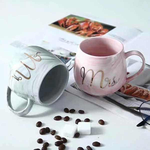 Ceramic Coffee Mug -Mr N Mrs Round Mugs For Couples, Printed Coffee And Tea Ceramic Mug Perfect Wedding Gift Mug Set (Pack Of 2), 300 ML
