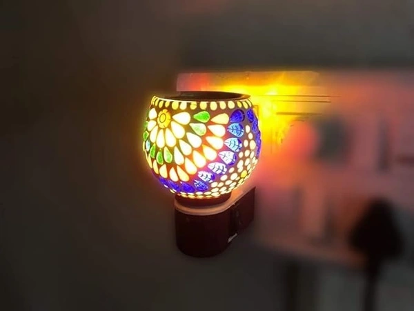 Electric Kapoordani Camphor Diffuser Glass With On/Off Switch To Toggle Between Auto Cut Burner And Lamp(Multicolor Leaf)