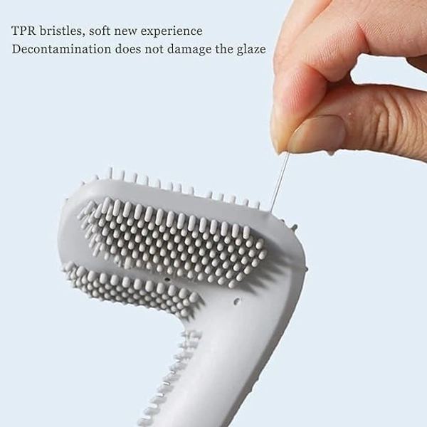 Silicon Toilet Cleaning Brush with Slim No Slip Long Handle Toilet Brush 360 Degree Deep Golf Shape Silicone Toilet Brush with Self-Adhesive Wall Hook Holder Anti-drip Non-Slip Long Handle