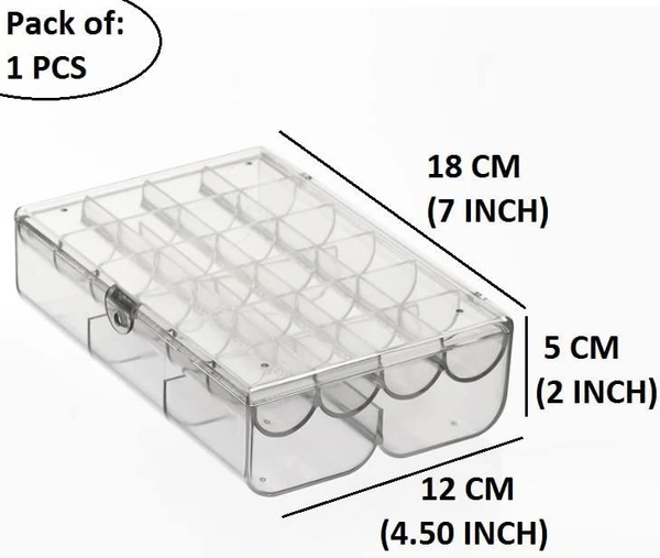 Portable 2 Layer Acrylic Jewelry Storage Box Organizer Holder case with Lid for Earrings Necklaces Bracelets Rings with 24-Grid Small and 6-Grid Big