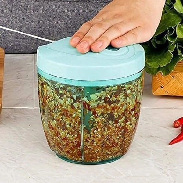 Plastic 2 in 1 Vegetable Fruit Nut Onion Handy Chopper, Meat Grinder Mixer Food Processor Slicer Shredder Salad Maker Tools (900ml, XL, Multicolour)