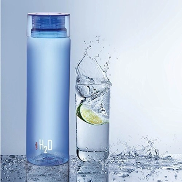 H2O Round Unbreakable Plastic Water Bottle | Lid is sealed by a silicone ring | Leak proof & break-proof | Best Usage for Office/School/College  - 1000ML