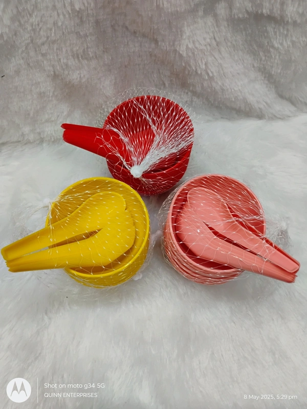 Plastic Soup Bowl Spoon Set(6 Piece Set) 6 Bowl and 6 Spoon