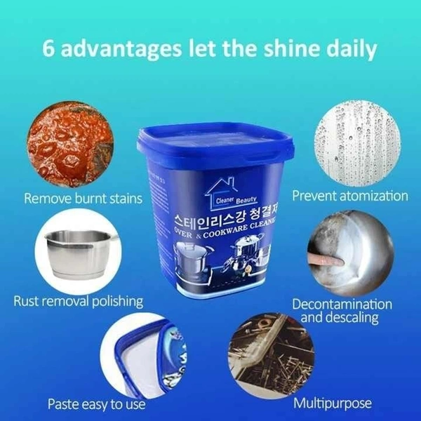  Quickly Cleans Cookware Surfaces |Oven & Cookware Cleaner Stainless Steel Cleaning Paste Remove Stains from Pots Pans Multi-Purpose Cleaner & Polish Removes Household Clean
