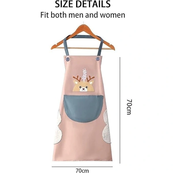 Kitchen Apron with Front Pocket and side Coral Velvet for Wiping Hands Towel PVC Waterproof Unique Design Cooking Fits Men/Women Home Restaurant
