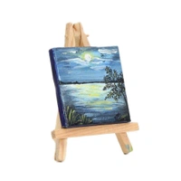CANVAS 10 X 10 cm Mini Display Easel with Cotton Canvas Board for Painting, Pack of 2 Set - White
