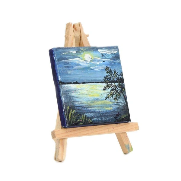 CANVAS 10 X 10 cm Mini Display Easel with Cotton Canvas Board for Painting, Pack of 2 Set - White