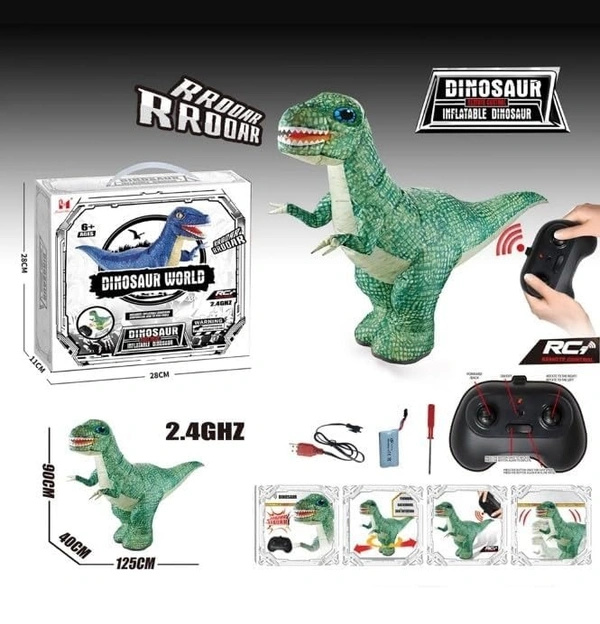 Giant Inflatable RC Dinosaur Toy – Big Remote Control Walking Dino with Lights | USB Rechargeable Electric Dinosaur for Kids (Multicolor)