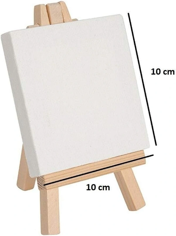 CANVAS 10 X 10 cm Mini Display Easel with Cotton Canvas Board for Painting, Pack of 2 Set - White