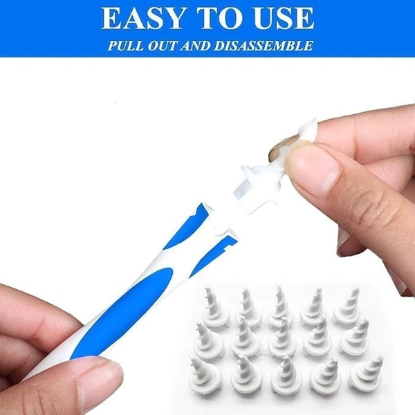 Plastic Ear Wax Vac Remover Kit And Ear Cleaner Smart Swab Easy Earwax Removal with 16 Disposable Soft Tips Ear Wax Cleaner (Smart swab)