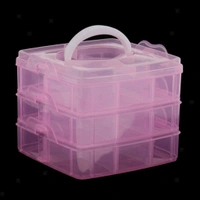3-Layer 18 Grid Cells Multipurpose Organizer Storage Box Plastic with Removable Dividers for Medicine