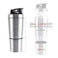 Stainless Steel Gym Shaker Bottle with Extra Storage(with Spring Ball),100% Leak Proof and Food Grade,750ml