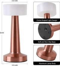 Dumbbell Shape Rechargeable RoseGold Metal LED Table Lamp with Touch Sensor, 3 Levels Brightness, Cozy Warm Lighting - Ideal Bedside Lamp or Night Light for Kids Nursery, Room Decor, Cafe Bar