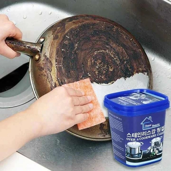  Quickly Cleans Cookware Surfaces |Oven & Cookware Cleaner Stainless Steel Cleaning Paste Remove Stains from Pots Pans Multi-Purpose Cleaner & Polish Removes Household Clean