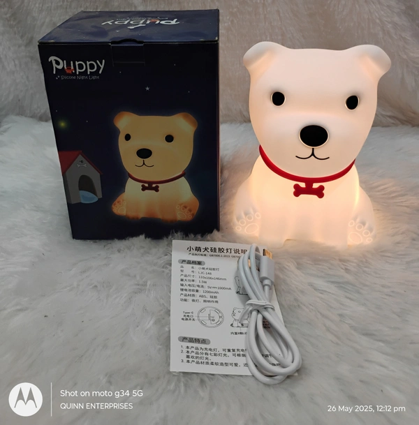 Silicone Puppy Kids Lamp, Cute Dog Lamp for Baby Room Decor