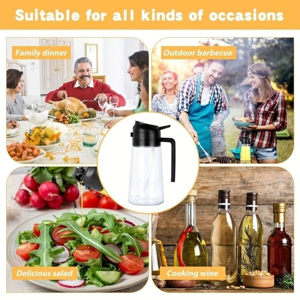 Oil Sprayers, 2 In 1 Olive Oil Dispenser & Oil Sprayer Oil Pots For Kitchen, Salad,Bbq,Roasting, Oil Vinegar Bottle Dual-Use Kitchen Cooking Tool (Multi Color) - Glass, 550 Ml