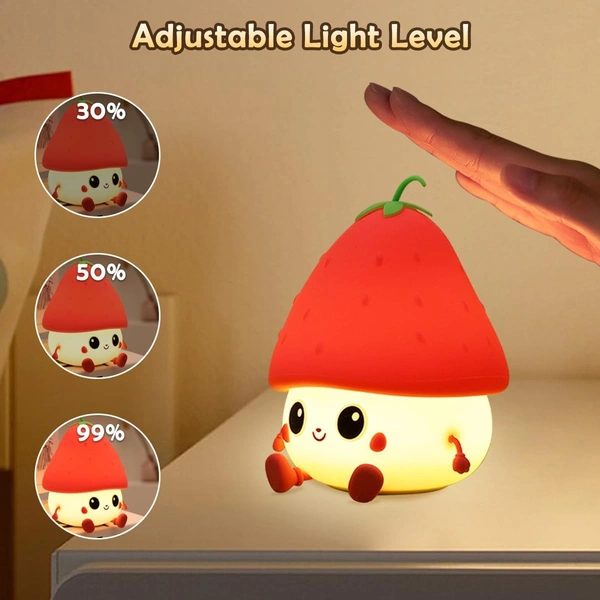 Cute Silicone Strawberry Table Lamp || Night Lamp for Bedroom, Night Lamp for Kids, Rechargeable,7 Changing Colours, Return Gift, Birthday Gift, Nursery Light
