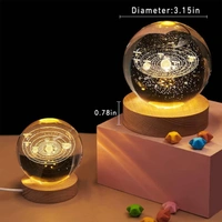 Crystal Ball Night Light, Glass Ball Light, Led Lamp with Wooden Stand, Decorations Gifts for Men, Women, Boys, Girls, Kids, Teenagers