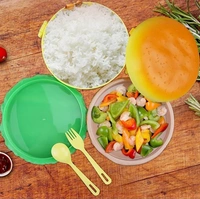  Lunch Box for Kids Burger Shape School Tiffin Box for Boys & Girls Leak Proof Plastic with Compartments (Pack of 1)