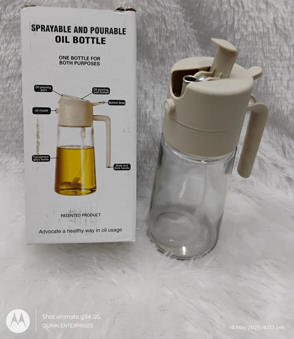 Oil Sprayers, 2 In 1 Olive Oil Dispenser & Oil Sprayer Oil Pots For Kitchen, Salad,Bbq,Roasting, Oil Vinegar Bottle Dual-Use Kitchen Cooking Tool (Multi Color) - Glass, 550 Ml