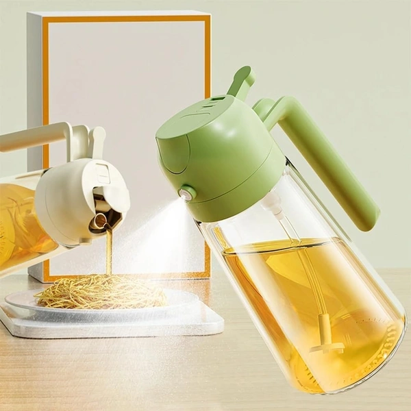 Oil Sprayers, 2 In 1 Olive Oil Dispenser & Oil Sprayer Oil Pots For Kitchen, Salad,Bbq,Roasting, Oil Vinegar Bottle Dual-Use Kitchen Cooking Tool (Multi Color) - Glass, 550 Ml