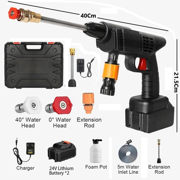 Double Battery Rechargeable Electric Water Spray Gun with Adjustable Nozzle,48V Cordless High-Pressure Washer Powerful Handheld Washer for Car, Bike & Home Cleaning