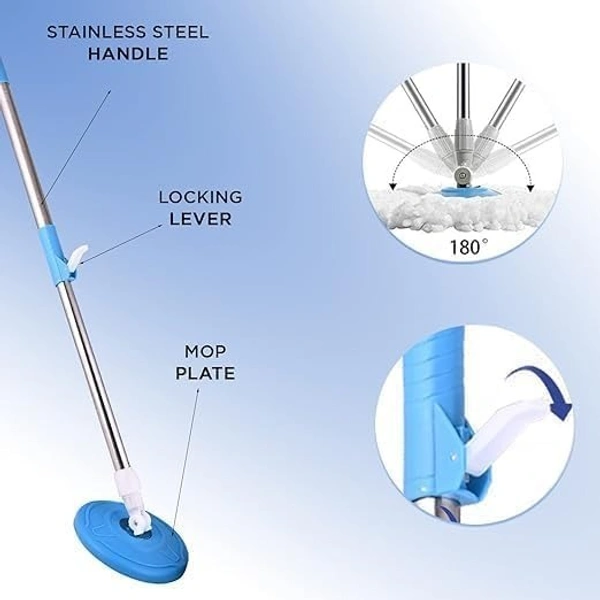 Mop Stick for Floor Cleaning, 360 Degree Spin Mop Stick Rod with 1 Microfiber Refill