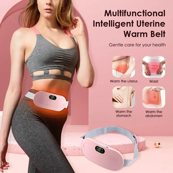 Period Cramp Relief Heating Pad Pain Device with 4 Massage Modes for Menstrual Pain and Belly or Back Pain Relief, LED Display, Comfortable Belt