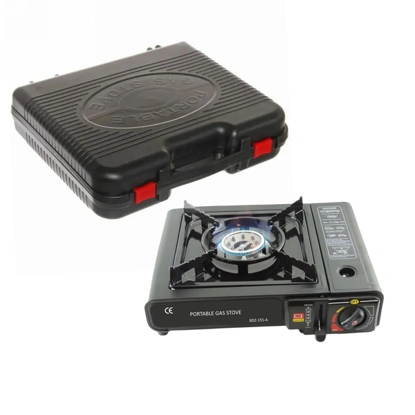 Portable Camping Gas Stove Cooking Gas burner with Carrying Case for Outdoor Camping Hiking Trekking - (Pack of 1, Black, 34 x 26 x 7.5 cm)