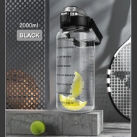 2 L Capacity Water Bottle Belt Straw Transparent bottle