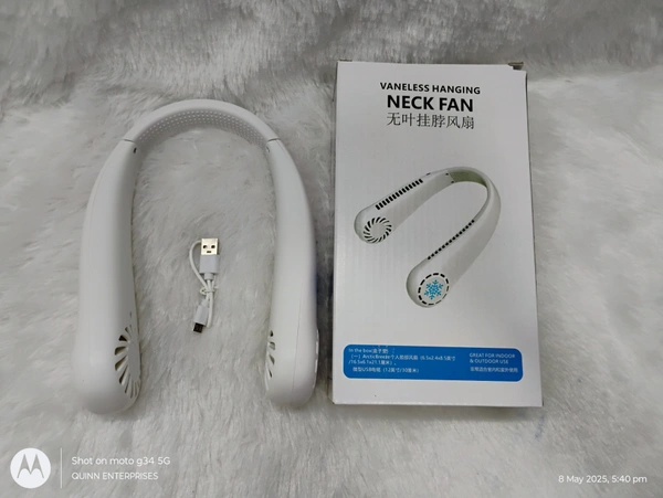 Portable Neck Fan, Bladeless Cooling Fan, 8H Working Time, Headphone Design Personal Fan, Adjustable Neck Fan with 3 Speeds, for Travel Desk Bedroom