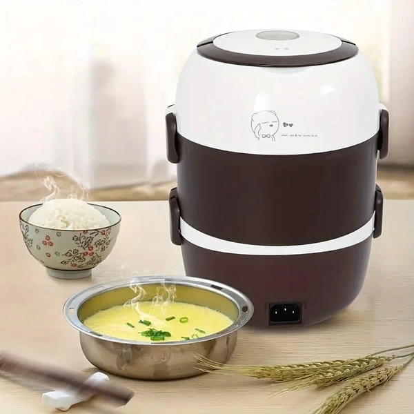 Electric Lunch Box, Portable Food Lunch Heater,3 Layers 2L Portable Electric Lunch Box Food Storage Heater Container Rice Cooker