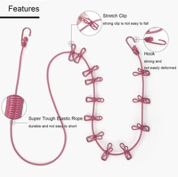 Clip Rope | Cloth Line Rope | Portable Drying Rope with 12 Clips and 2 Hooks | Drying Rope for Balcony-Garden-Terrace-Backyard-Travel-Camping | Multicolor [Pack of 1]