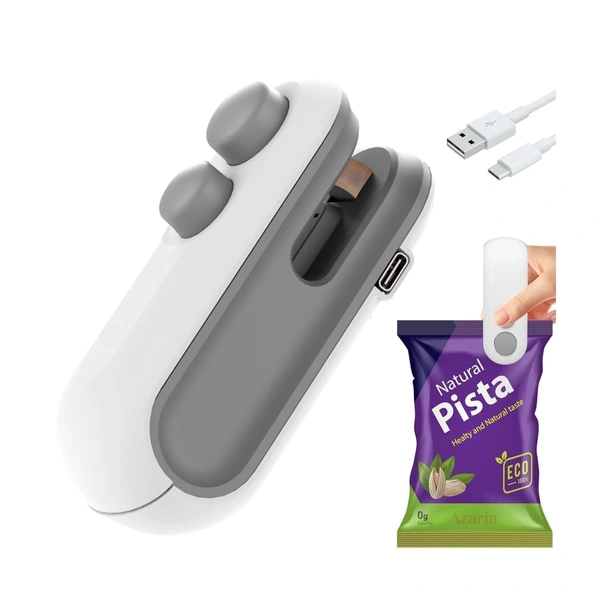 Portable Mini Sealing Machine 2 in 1 USB Rechargeable Magnetic Bag Sealer Heat Seal with Cutter, Plastic Bags Packing Machine Home Appliances