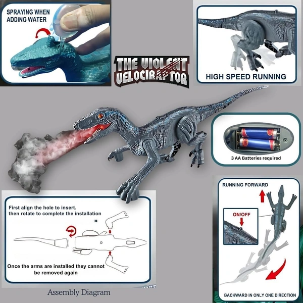 Walking Dinosaur Toys - The Realistic Veleceraptor Dinosaur Toy with Roaring Function, Simulation Flame Mist Spray and Realistic Sounds Actions Best Gift for Kids