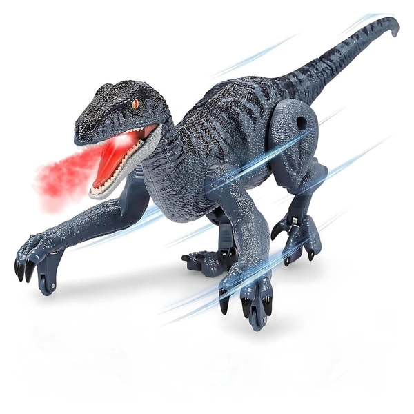Walking Dinosaur Toys - The Realistic Veleceraptor Dinosaur Toy with Roaring Function, Simulation Flame Mist Spray and Realistic Sounds Actions Best Gift for Kids