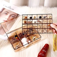 Portable 2 Layer Acrylic Jewelry Storage Box Organizer Holder case with Lid for Earrings Necklaces Bracelets Rings with 24-Grid Small and 6-Grid Big