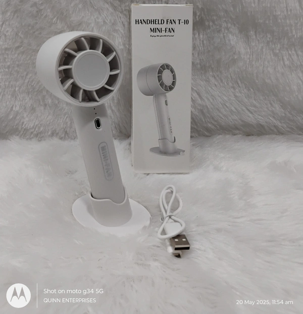 T-10 Handheld Mini Fan, Portable USB Rechargeable Fan With Base - 3 Speed Powerful & Quiet Personal Cooling Blower for Travel/Makeup/Outdoor, Cute Gifts for Women, Girl, Men