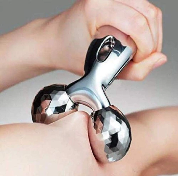  Manual 3D Massager Roller 360 Rotate Face Full Body Shape for Skin Lifting Wrinkle Remover Facial Massage Relaxation Tool, 15.5 x 9.5 x 5 cm, Silver