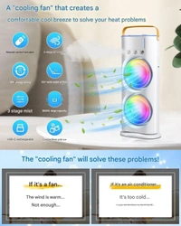 Mini Air Cooler for Room Cooling AC Portable Mini Fan | Artic Cooler with 280ml | Rechargeable Mist Cooling Fan | 3 H Timer, 3 Wind Speeds, and 3 Spray Modes for Office, Home, Kitchen - White