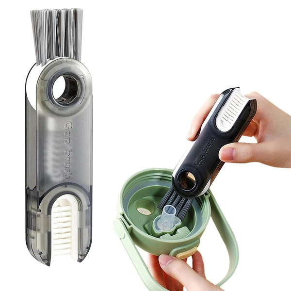 3-in-1 Multifunctional Bottle Cleaning Brush – Cup Lid & Crevice Cleaner Tool for Bottle Cap, Straw, Grooves | Kitchen Bottle Brush for Cup, Lid, Glass, Narrow Gaps | Multipurpose Cleaning Tool