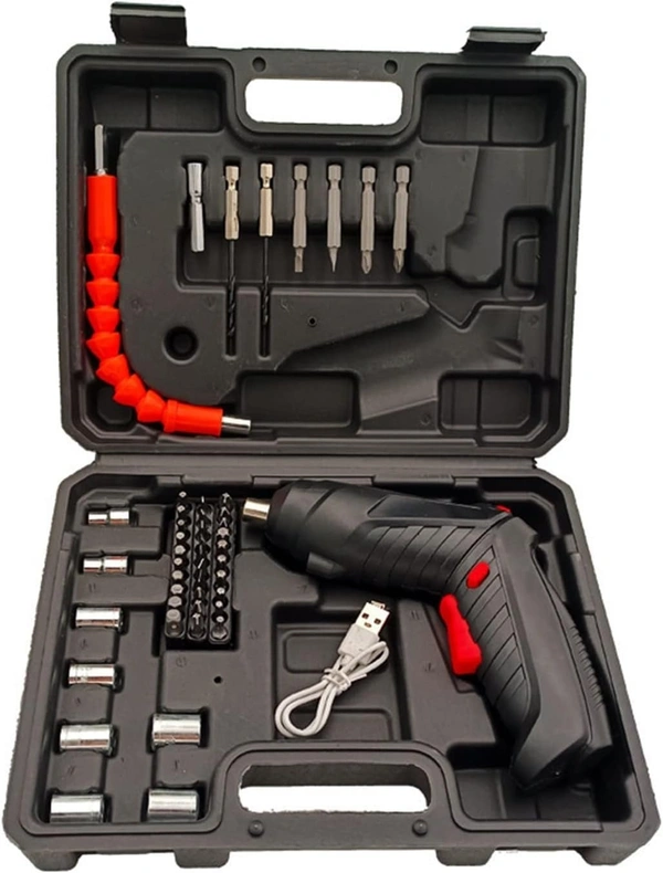Electric Cordless Screwdriver Kit Set| Rechargeable Screw Gun with USB Cable & for Home, Office & DIY | With LED Light and Lightweight Design