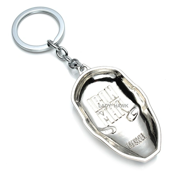 Iron Man Face Mask Silver-Blue Marvel Avengers Superhero Metallic Keyring Key Chain