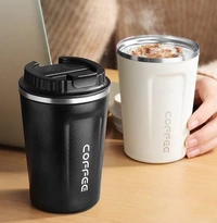 510ML Insulated Coffee Cups Double Walled Travel Mug, Car Coffee Mug with Leak Proof Lid Reusable Thermal Cup for Hot Cold Drinks Coffee, Tea