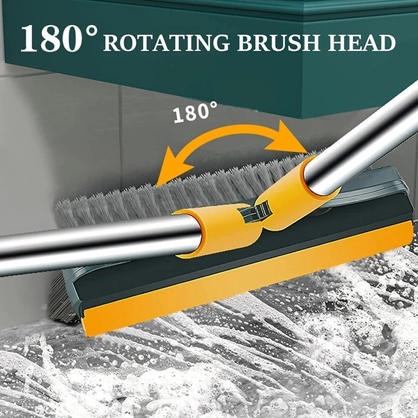 Bathroom Cleaning Brush with Wiper 3 in 1 Tiles Cleaning Brush Floor Scrub Bathroom Brush with Long Handle 120° Rotate Bathroom Floor Cleaning Brush Home Kitchen (3 in 1 Brush)