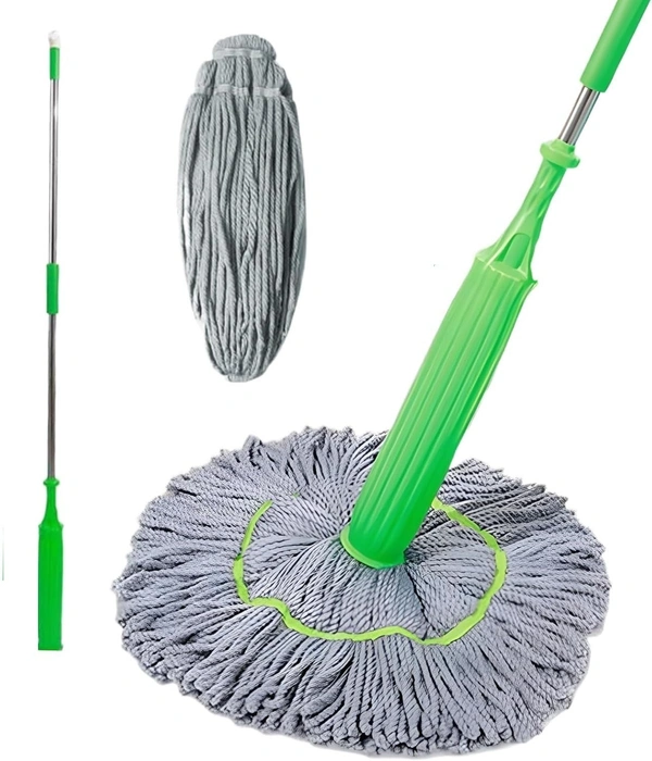  2 in 1 Dehydrated Mop, Self-Wringing Twist Mops for Floor Cleaning, 360 Degree Spin Round Wall Cleaning Mop, Microfiber Ecloth Mop Wet and Dry for Bathroom Floor Wall Bed