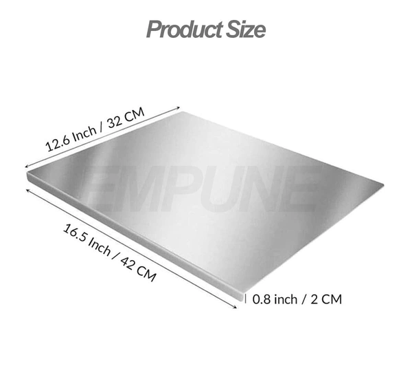 304 Stainless Steel Chopping Board with Lip for Kitchen | with 2 Steel Straw | for Cutting Vegetables, Meat,Fish,Fruits | Medium | 40 x 32 cm