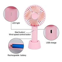 Portable Handheld Hand Mini USB/Battery Operated Adjustable High Speed Rechargeable Fan SS2 for Home, Travel, Bedroom, Car & Office with Stand and Free Battery (Random Colour)
