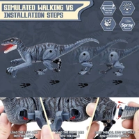 Walking Dinosaur Toys - The Realistic Veleceraptor Dinosaur Toy with Roaring Function, Simulation Flame Mist Spray and Realistic Sounds Actions Best Gift for Kids